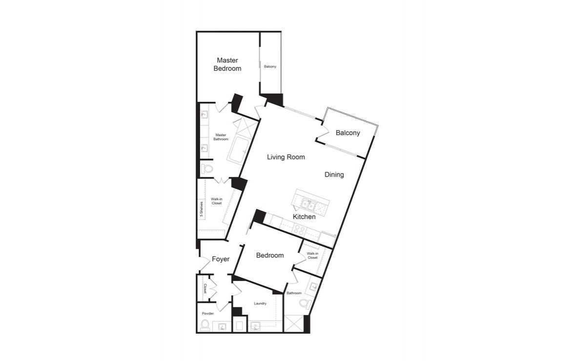 C6 - 2 bedroom floorplan layout with 2.5 baths and 1718 square feet. (2D)
