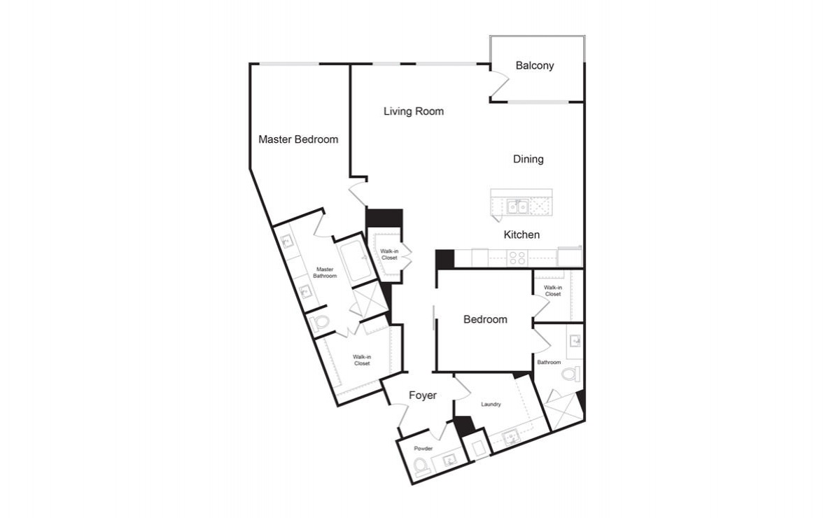 C7 - 2 bedroom floorplan layout with 2.5 baths and 1761 square feet. (2D)