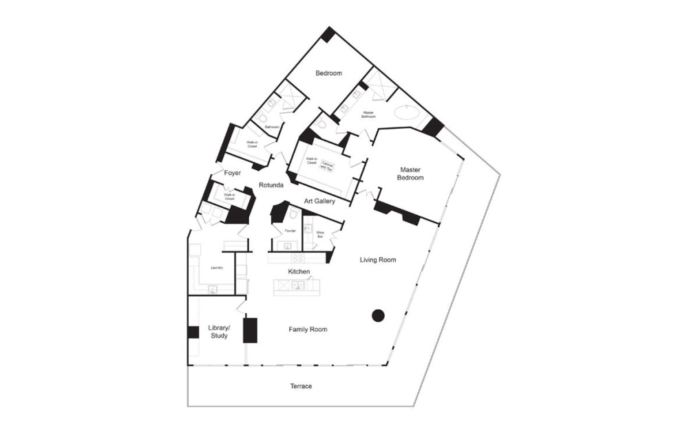 PH3 - 2 bedroom floorplan layout with 2.5 bathrooms and 3178 square feet (2D)